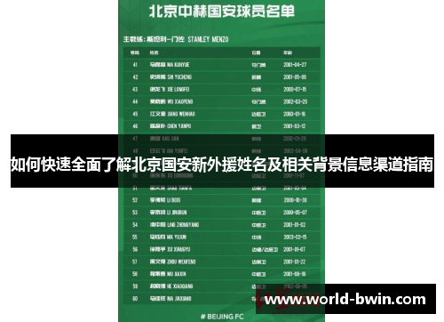 如何快速全面了解北京国安新外援姓名及相关背景信息渠道指南